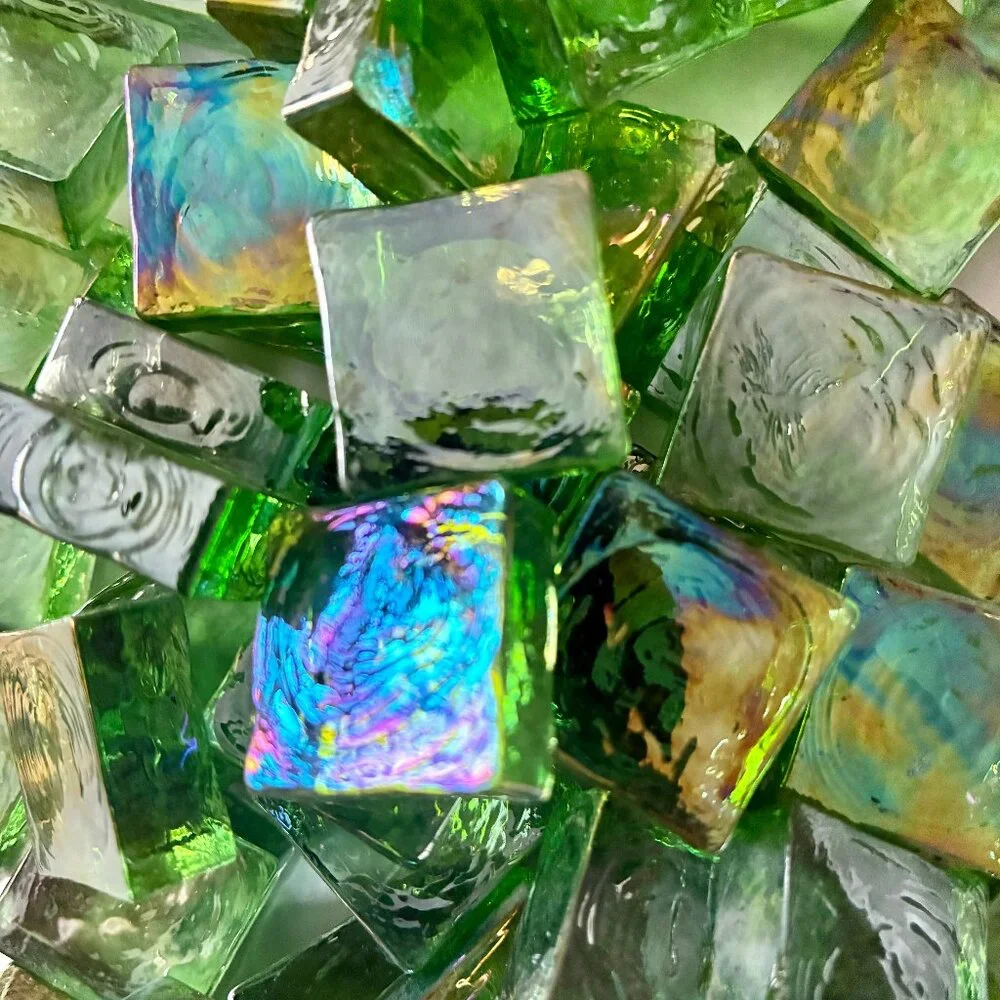 Green Glass SQUARES for Mosaics, Crafts, or Home Decor